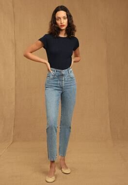 Rouje Gambetta High Rise Straight Leg Jeans Blue 28